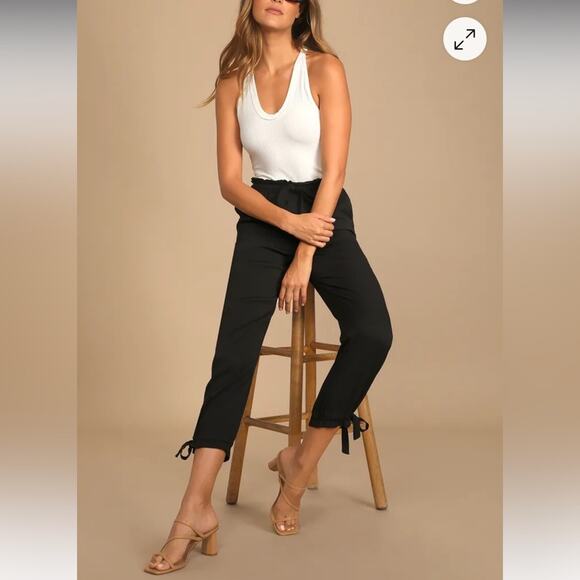 NEW Lulus Sebastian Black Pants Size Large - Picture 4 of 13